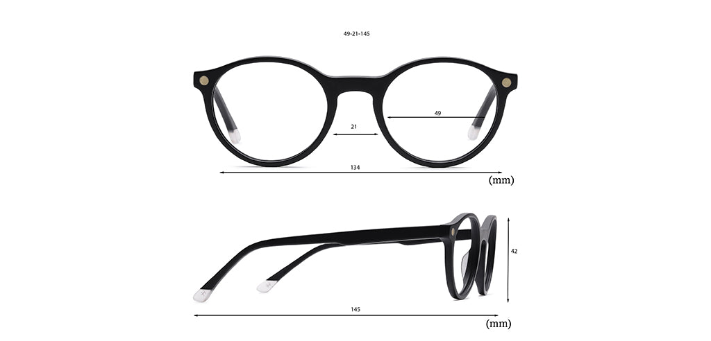 Happster Clipon Unisex Eyeglasses Full Frame Round Small 49 Acetate SM SW2326R