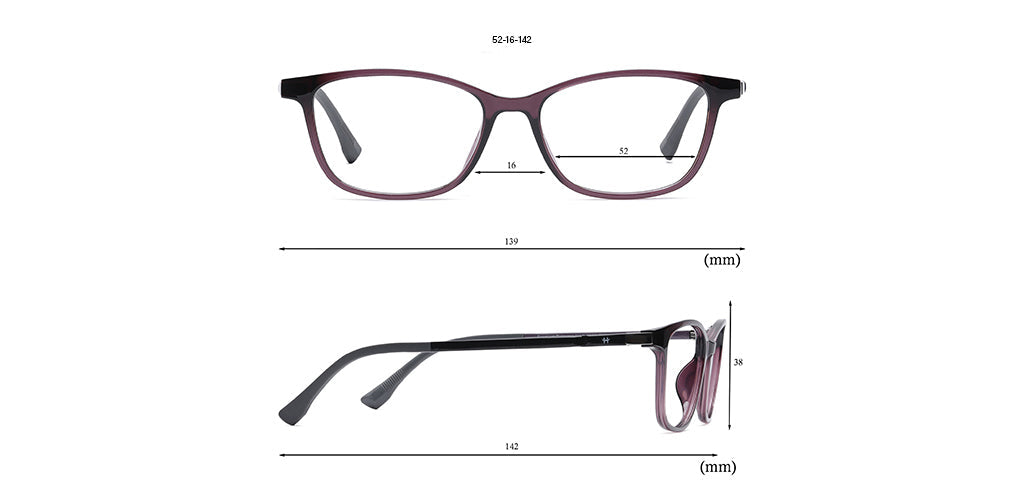 Happster Clipon Women Eyeglasses Full Frame Cateye Large 52 Ultem SM WX6508