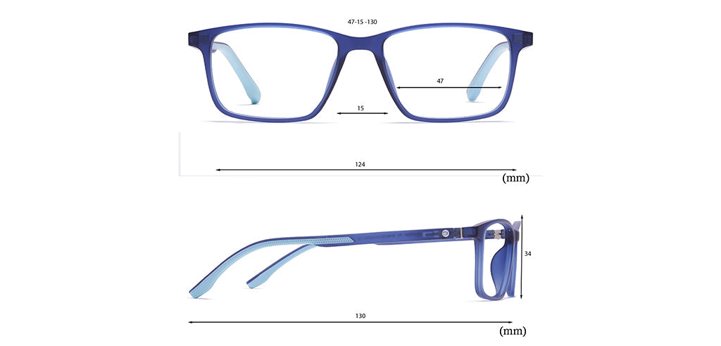 Peepstar Clipon Kids Eyeglasses Full Frame Rectangle 5-8 years 47 TR90 SM SE6507