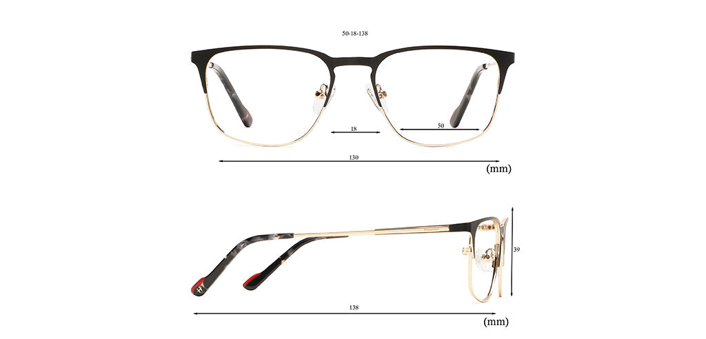 Happster Clipon Unisex Eyeglasses Full_Frame Square Medium 50 Metal SM XJ5102