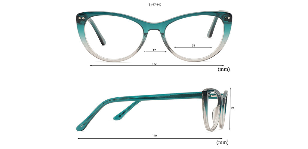Happster Clipon Women Eyeglasses Full Frame Cateye Medium 51 Acetate SM SW2325