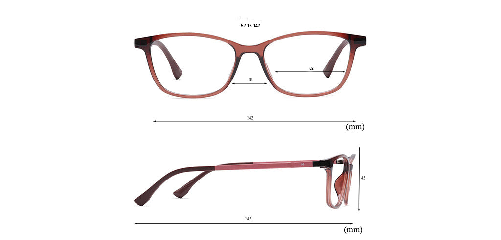 Happster Clipon Women Eyeglasses Full Frame Cateye Large 52 Ultem SM WX6508