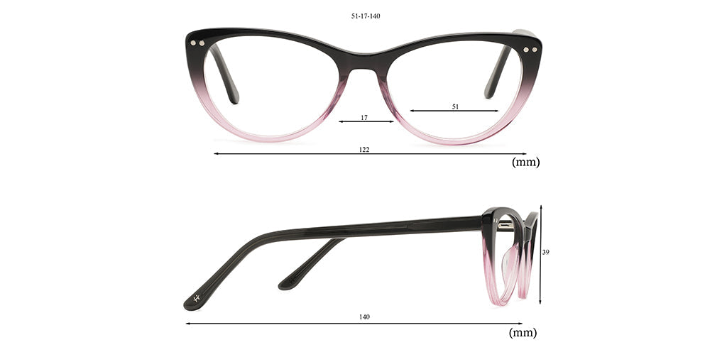 Happster Clipon Women Eyeglasses Full Frame Cateye Medium 51 Acetate SM SW2325