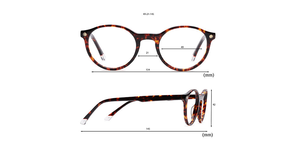 Happster Clipon Unisex Eyeglasses Full Frame Round Small 49 Acetate SM SW2326R