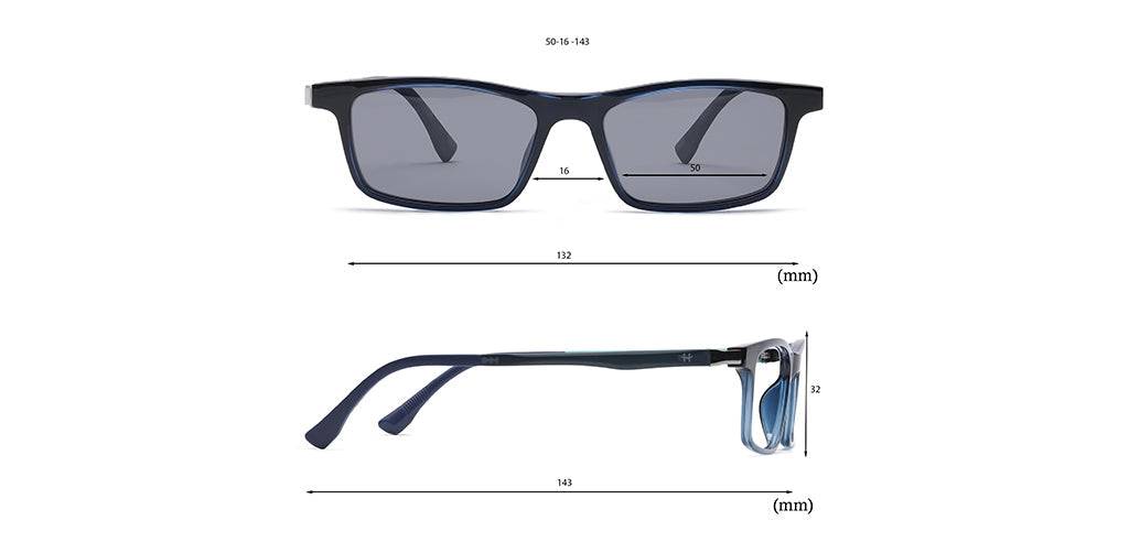Happster Clipon Unisex Eyeglasses Full Frame Rectangle Medium 50 Ultem SM WX6507