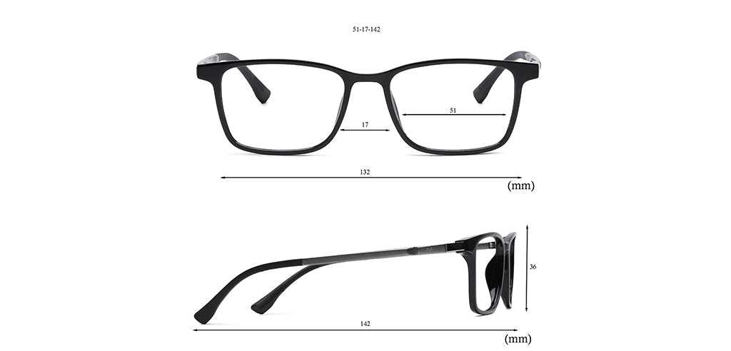 Happster Clipon Unisex Eyeglasses Full Frame Clipon Rectangle Medium 51 Ultem SM WX6501