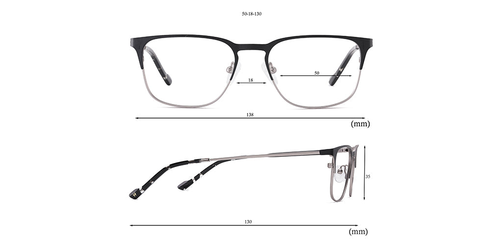 Happster Clipon Unisex Eyeglasses Full_Frame Square Medium 50 Metal SM XJ5102