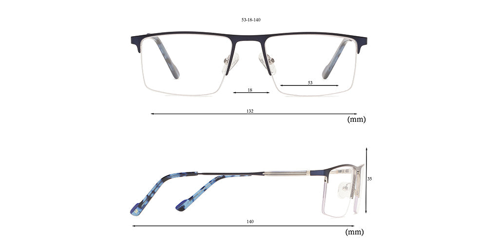 Happster Clipon Unisex Eyeglasses Half_Frame Square Large 53 Metal SM XJ5101