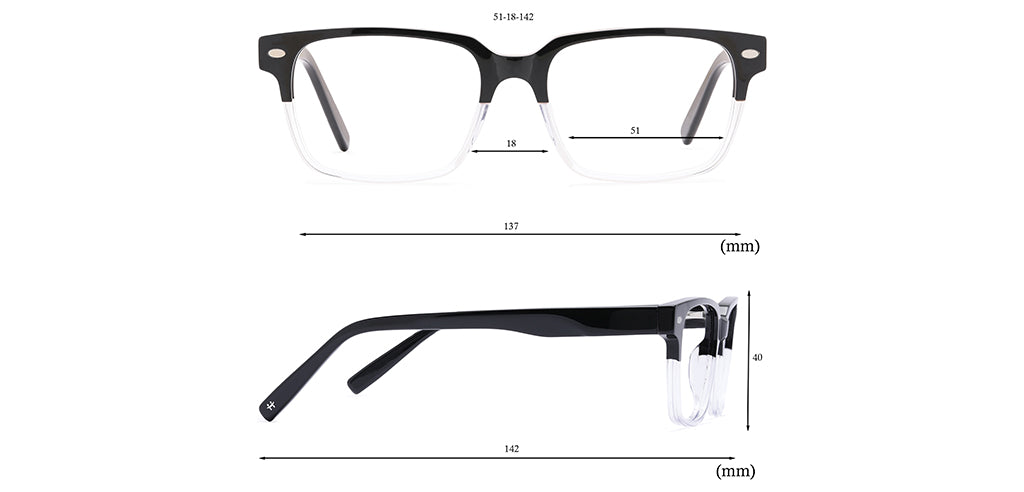 Happster Clipon Unisex Eyeglasses Full Frame Rectangle Medium 51 Acetate SM SW2328