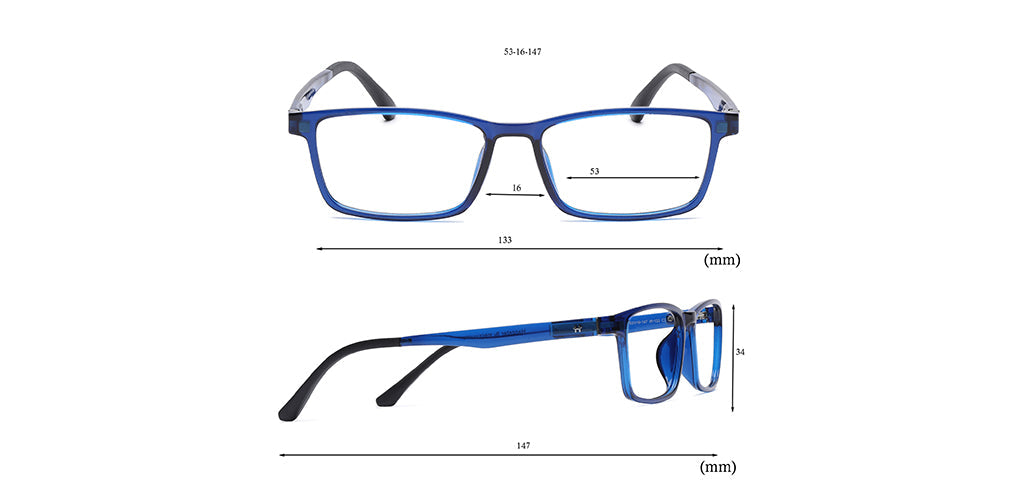 Happster Clipon Unisex Eyeglasses Full Frame Clipon Rectangle Large 53 Ultem SM SE6503
