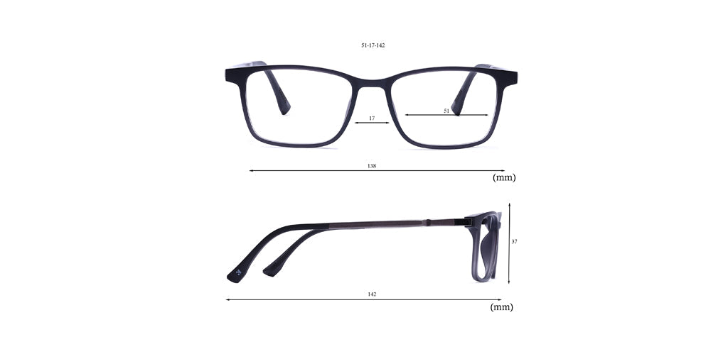 Happster Clipon Unisex Eyeglasses Full Frame Clipon Rectangle Medium 51 Ultem SM WX6501