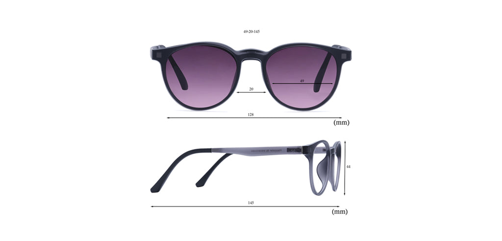 Happster Clipon Unisex Eyeglasses Full Frame Round Medium 49 TR90 SM SE2254 (5 in 1)