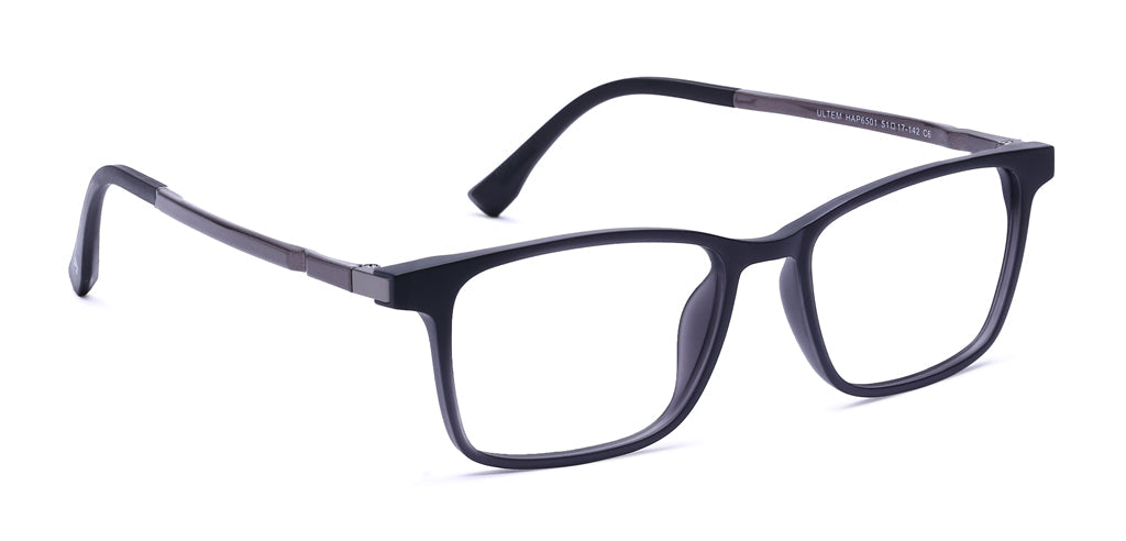 Happster Clipon Unisex Eyeglasses Full Frame Clipon Rectangle Medium 51 Ultem SM WX6501