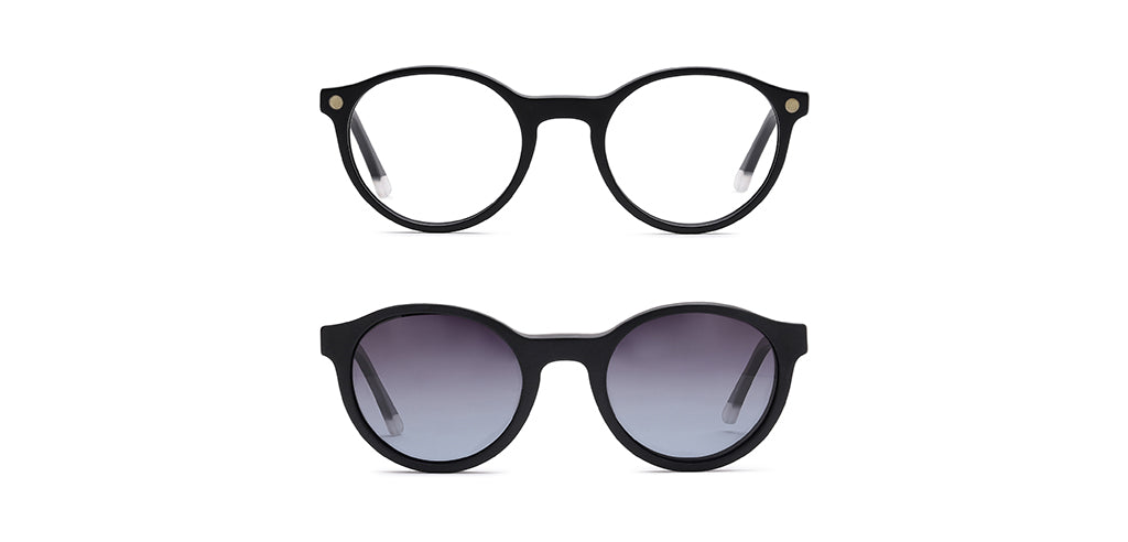 Happster Clipon Unisex Eyeglasses Full Frame Round Small 49 Acetate SM SW2326R
