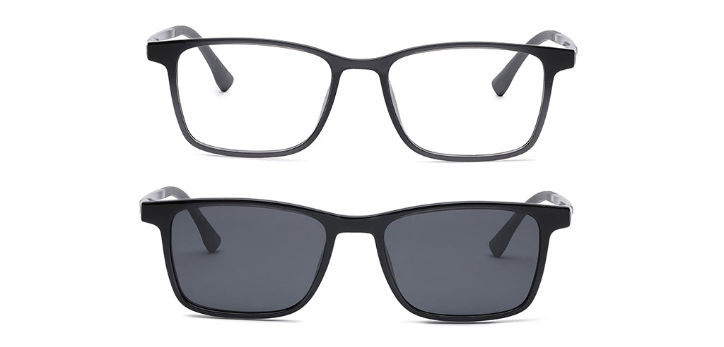 Happster Clipon Unisex Eyeglasses Full Frame Clipon Rectangle Medium 51 Ultem SM WX6501