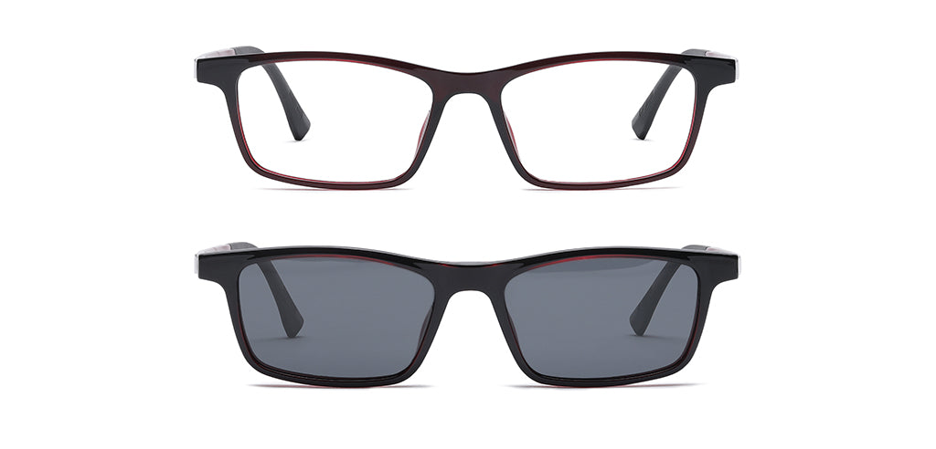 Happster Clipon Unisex Eyeglasses Full Frame Rectangle Medium 50 Ultem SM WX6507