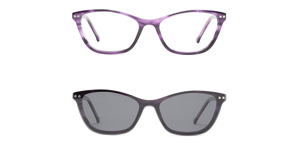 Happster Clipon Women Eyeglasses Full Frame Cateye Medium 50 Acetate SM ANI2319