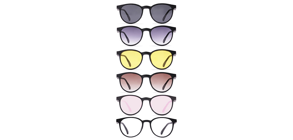 Happster Clipon Unisex Eyeglasses Full Frame Round Medium 49 TR90 SM SE2254 (5 in 1)