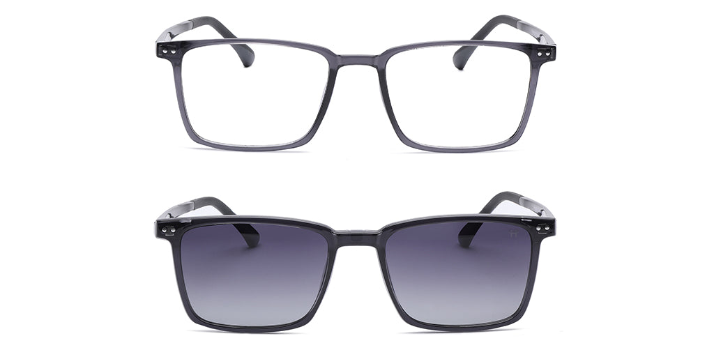 Happster Clipon Unisex Eyeglasses Full Frame Clipon Square Large 52 Ultem SM SE6502