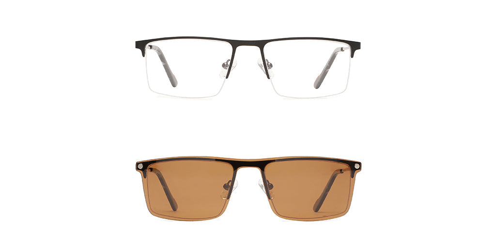 Happster Clipon Unisex Eyeglasses Half_Frame Square Large 53 Metal SM XJ5101