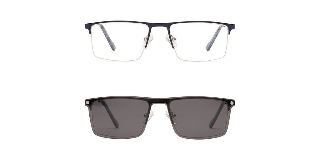 Happster Clipon Unisex Eyeglasses Half_Frame Square Large 53 Metal SM XJ5101