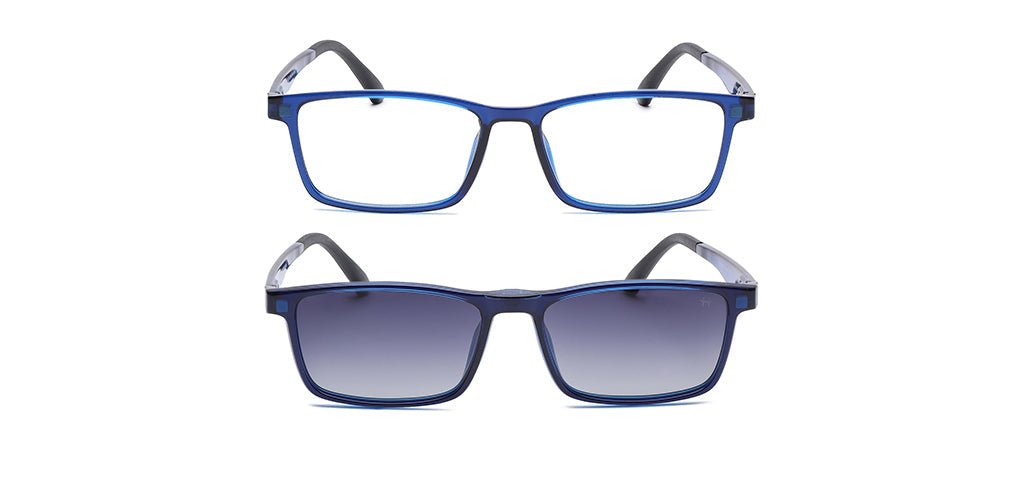Happster Clipon Unisex Eyeglasses Full Frame Clipon Rectangle Large 53 Ultem SM SE6503