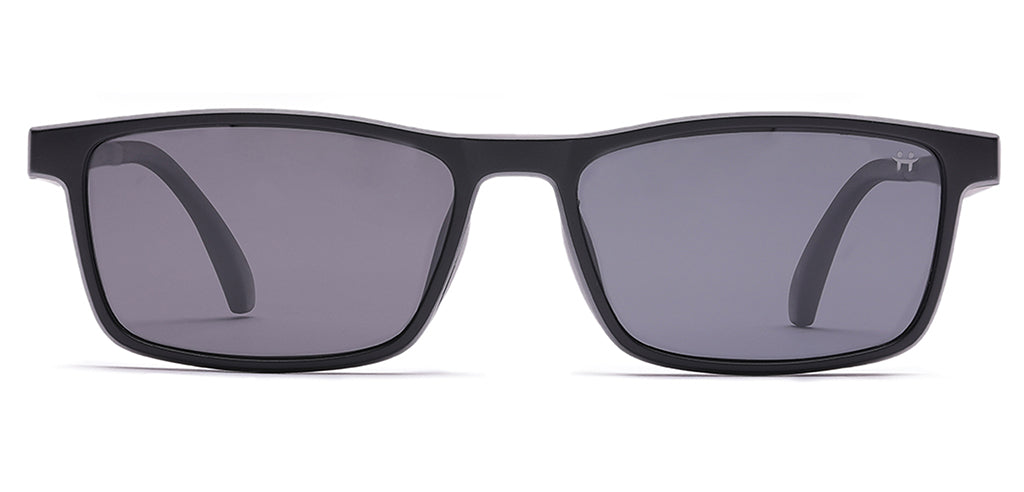 Happster Clipon Unisex Eyeglasses Full Frame Rectangle Large 53 TR90 SM SE2253 (5 in 1)