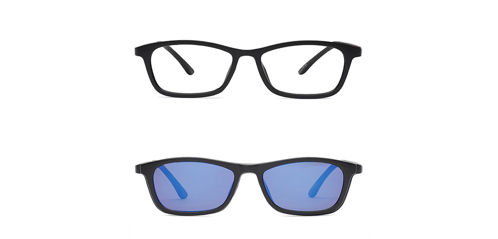 Happster Clipon Unisex Eyeglasses Full Frame Rectangle Large 51 TR90 SM AM2248 (4 in 1)