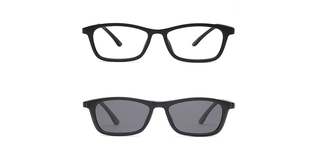 Happster Clipon Unisex Eyeglasses Full Frame Rectangle Large 51 TR90 SM AM2248 (4 in 1)