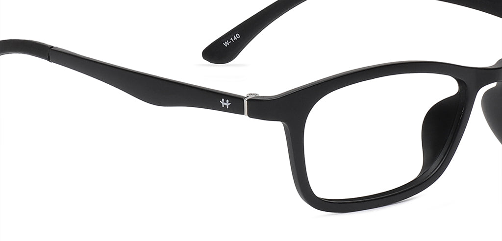 Happster Clipon Unisex Eyeglasses Full Frame Rectangle Large 51 TR90 SM AM2248 (4 in 1)