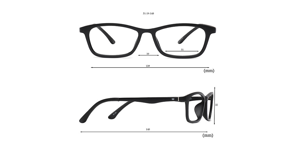 Happster Clipon Unisex Eyeglasses Full Frame Rectangle Large 51 TR90 SM AM2248 (4 in 1)