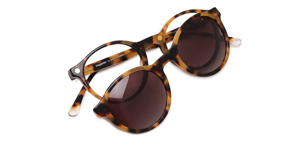Happster Clipon Unisex Eyeglasses Full Frame Round Small 49 Acetate SM SW2326R