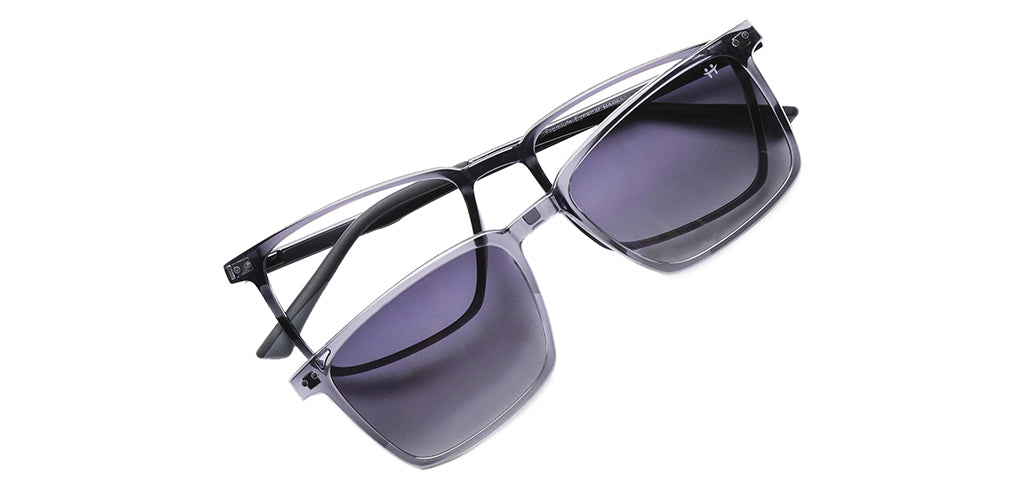 Happster Clipon Unisex Eyeglasses Full Frame Clipon Square Large 52 Ultem SM SE6502