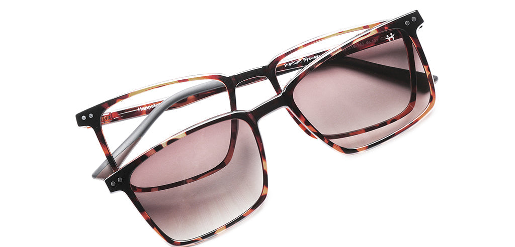 Happster Clipon Unisex Eyeglasses Full Frame Clipon Square Large 52 Ultem SM SE6502