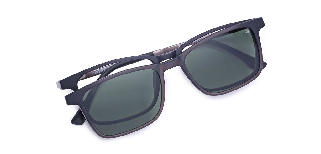 Happster Clipon Unisex Eyeglasses Full Frame Clipon Rectangle Medium 51 Ultem SM WX6501