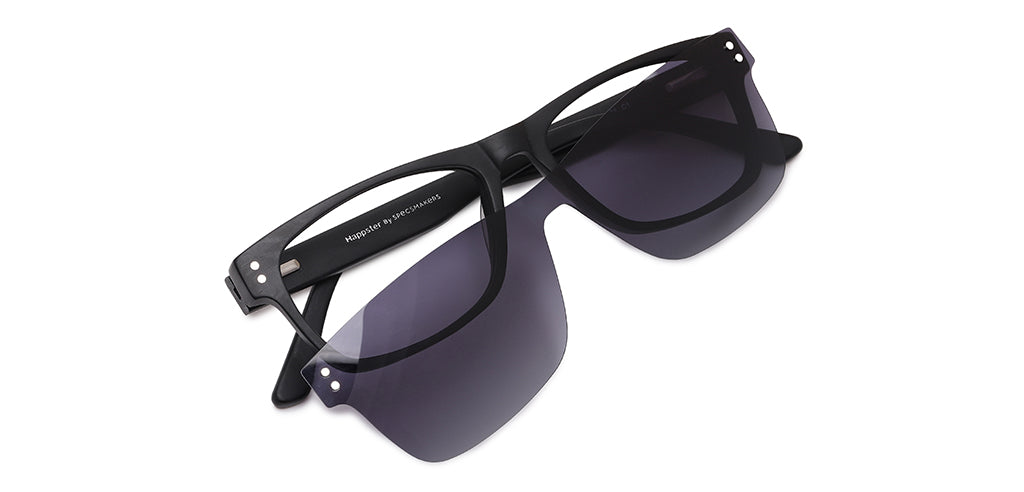 Happster Clipon Unisex Eyeglasses Full Frame Rectangle Large 53 Acetate SM SW2326
