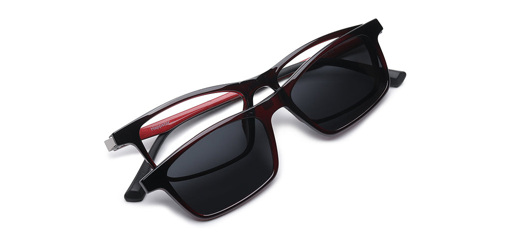 Happster Clipon Unisex Eyeglasses Full Frame Rectangle Medium 50 Ultem SM WX6507