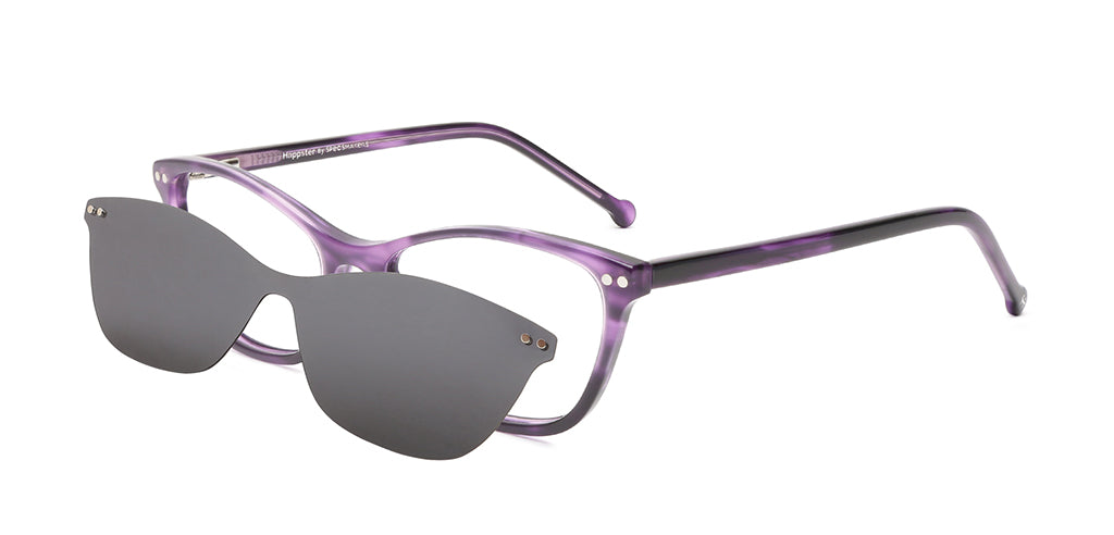 Happster Clipon Women Eyeglasses Full Frame Cateye Medium 50 Acetate SM ANI2319