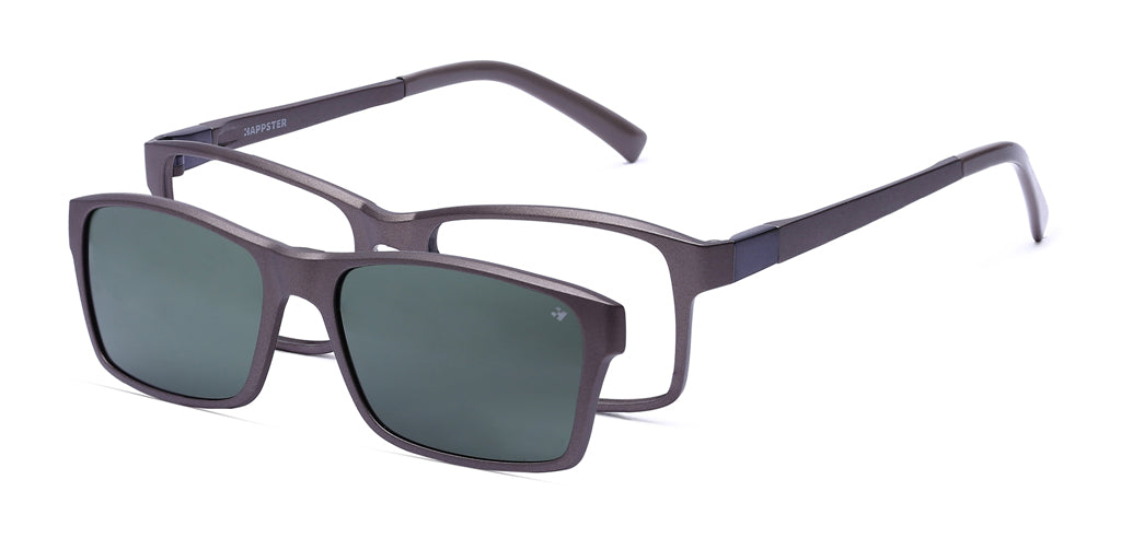 Happster Clipon Unisex Eyeglasses Full Frame Rectangle Medium 52 Ultem SM WX6509