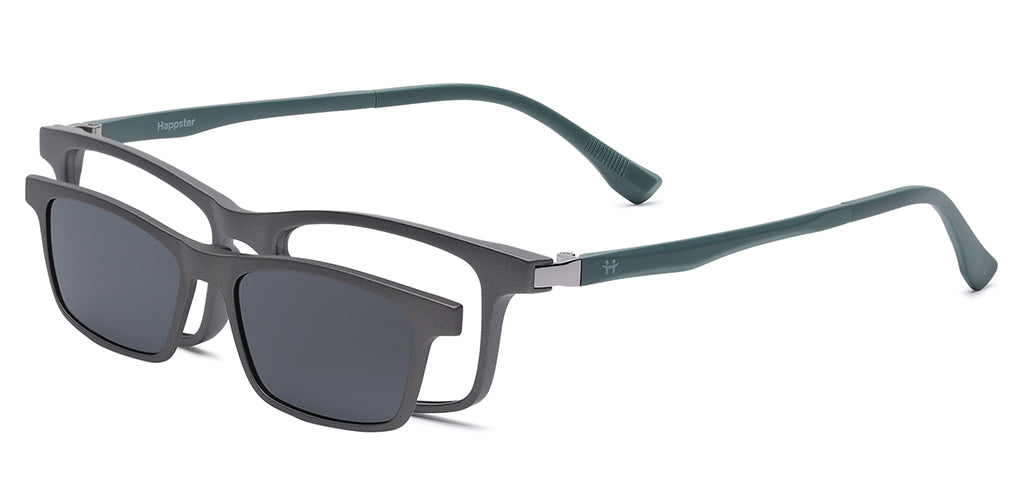 Happster Clipon Unisex Eyeglasses Full Frame Rectangle Medium 50 Ultem SM WX6507