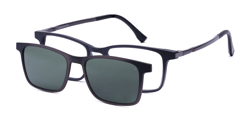 Happster Clipon Unisex Eyeglasses Full Frame Clipon Rectangle Medium 51 Ultem SM WX6501