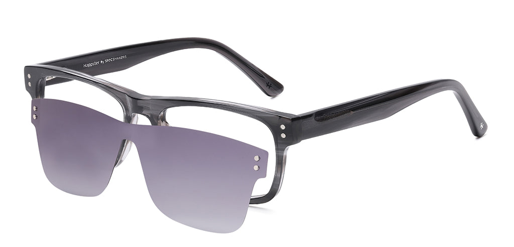 Happster Clipon Unisex Eyeglasses Full Frame Rectangle Large 53 Acetate SM SW2326
