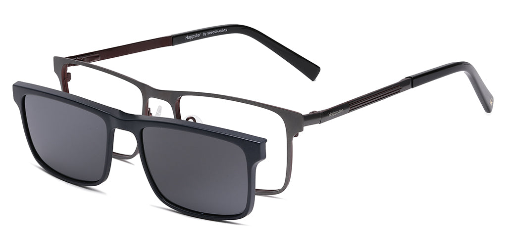 Happster Clipon Unisex Eyeglasses Full Frame Rectangle Large 53 TR90 SM XJ5108