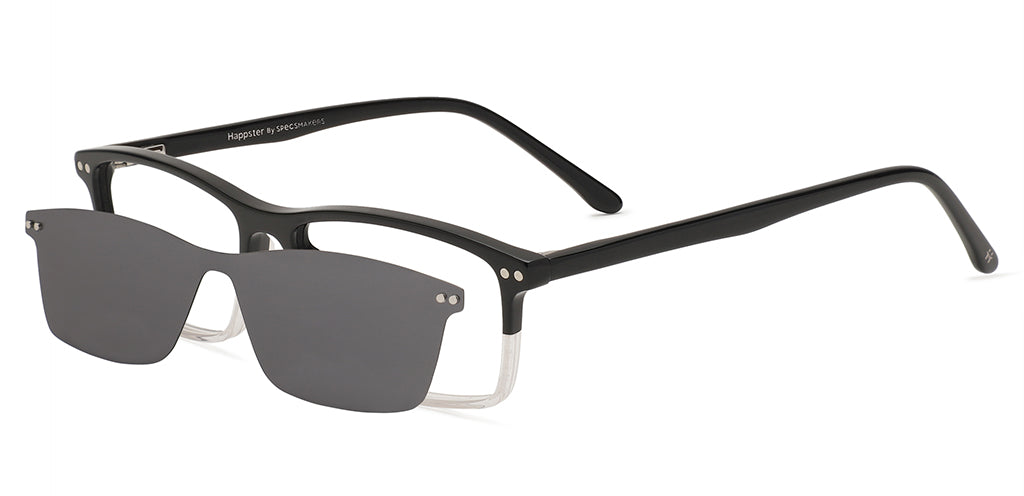 Happster Clipon Unisex Eyeglasses Full Frame Rectangle Medium 51 Acetate SM ANI2320