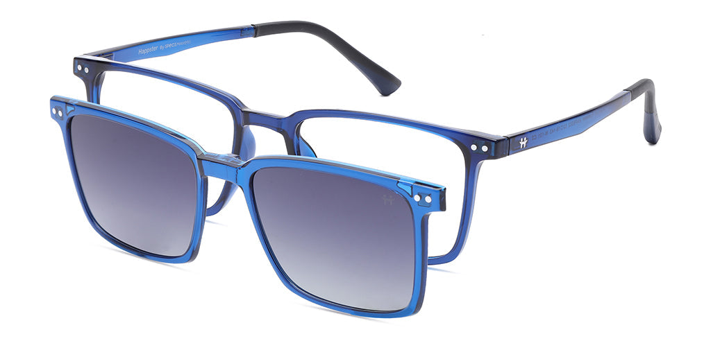Happster Clipon Unisex Eyeglasses Full Frame Clipon Square Large 52 Ultem SM SE6502
