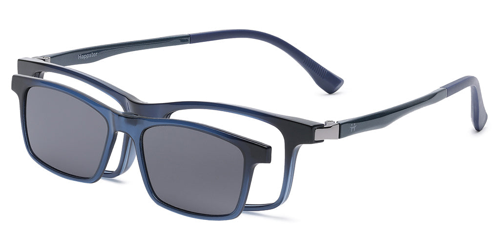Happster Clipon Unisex Eyeglasses Full Frame Rectangle Medium 50 Ultem SM WX6507