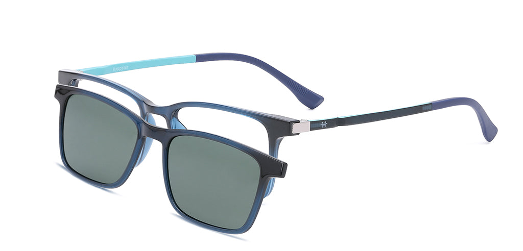 Happster Clipon Unisex Eyeglasses Full Frame Clipon Rectangle Medium 51 Ultem SM WX6501
