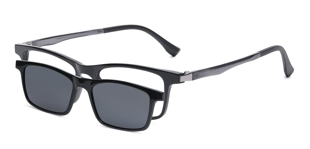 Happster Clipon Unisex Eyeglasses Full Frame Rectangle Medium 50 Ultem SM WX6507