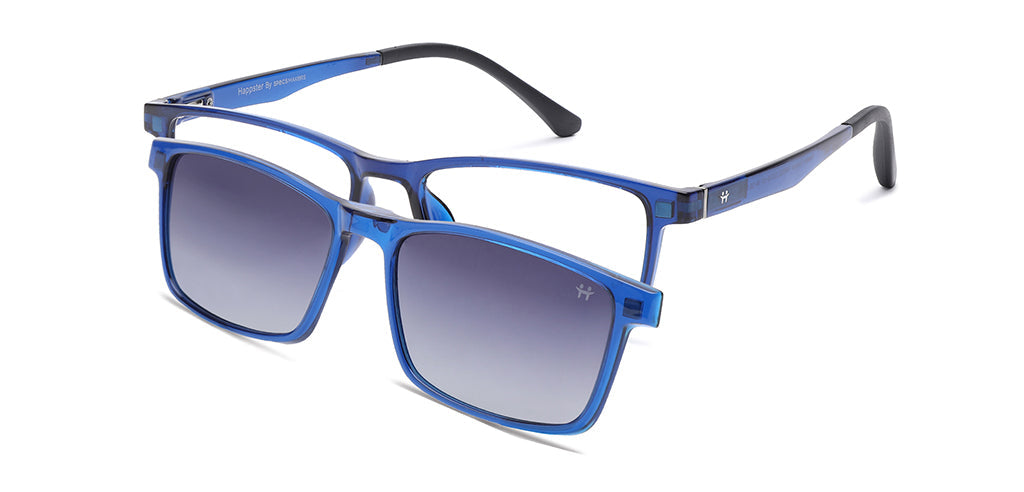 Happster Clipon Unisex Eyeglasses Full Frame Clipon Rectangle Large 53 Ultem SM SE6503