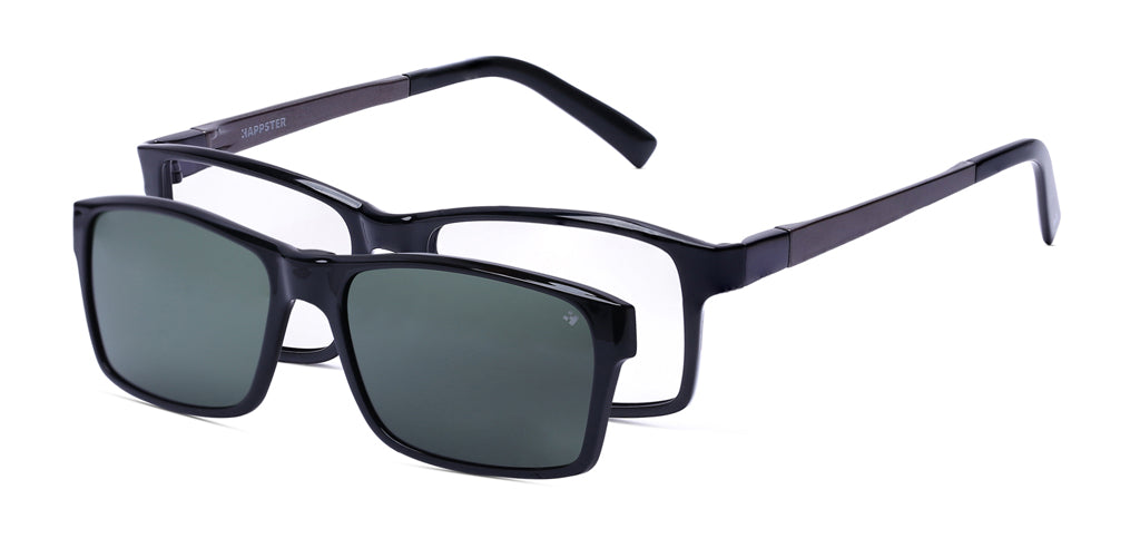 Happster Clipon Unisex Eyeglasses Full Frame Rectangle Medium 52 Ultem SM WX6509